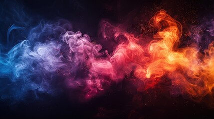 Poster - Colorful swirling smoke patterns creating a vibrant abstract backdrop for artistic designs or digital projects