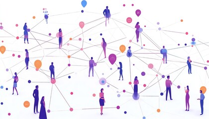 Aufkleber - Innovative business network representation, people linked across continents by digital pathways, global and futuristic appeal, AIinspired icons, vibrant colors, highdetail style