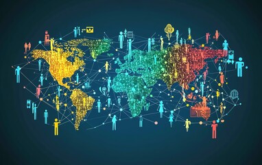Aufkleber - Stunning global business network illustration