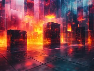 Poster - Exploring cyber grid topology luminous cubic forms in a gradient spectrum environment