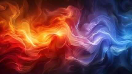 Poster - Colorful abstract swirl of flames and waves in vibrant hues creating a mesmerizing visual effect