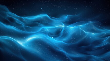 Poster - A mesmerizing blue wave pattern capturing the essence of calmness and tranquility in a digital artwork