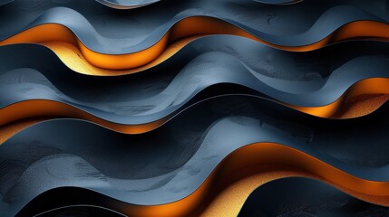 Aufkleber - Abstract waves of black and orange intertwine to create a striking visual display in a sleek and modern design