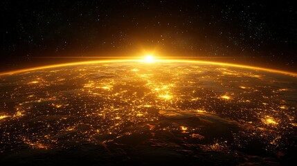 Poster - Captivating night view of earth with digital networks global perspective infographic style technology concept