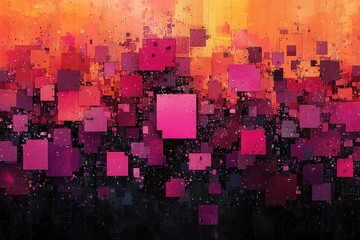 Poster - Dynamic digital chaos abstract pixel patterns virtual realm graphic art digital environment aesthetic perspective pixelation concept