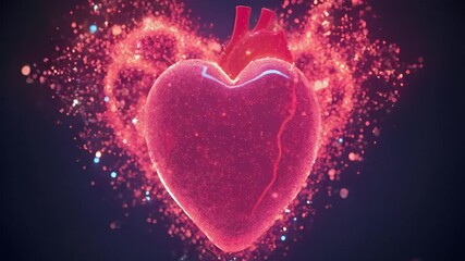 Poster - A Vigorously Energetic Heart Dissolving into Glowing Particles: An Abstract Representation of Love and Life Energy