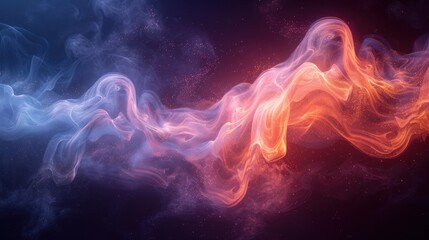 Poster - Abstract swirling smoke in vibrant shades of blue and orange creates a mesmerizing visual effect in a digital art composition