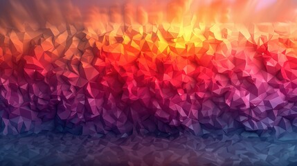 Poster - Vibrant abstract landscape with colorful geometric shapes blending at sunrise time