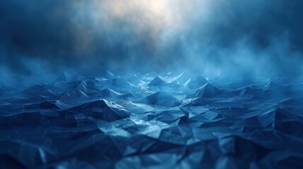 Poster - Misty blue sea landscape with textured waves reflecting soft light during early morning hours