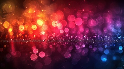 Poster - colorful bokeh lights create a vibrant atmosphere in a dark setting during an evening celebration or