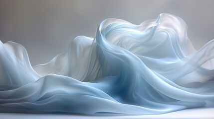 Poster - Soft flowing fabric drapes elegantly over a surface, creating a serene and calming atmosphere in natural light