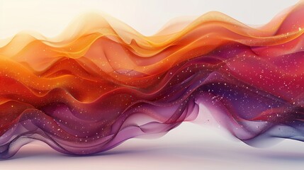 Aufkleber - colorful flowing abstract waves with sparkling details in warm and cool tones on a light background