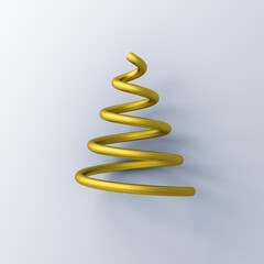 Aufkleber - Minimal abstract gold christmas tree isolated on white background with shadow 3D rendering