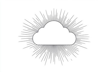 Poster - A simple yet striking cloud icon surrounded by radiating light rays, ideal for use in digital content or graphic design projects. Generative AI
