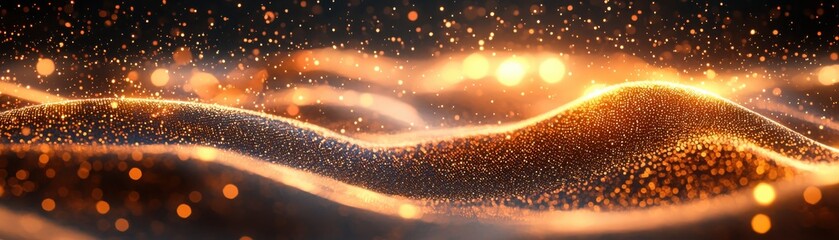 Fototapete - Illuminated particles flowing through a digital landscape virtual realm abstract art ethereal environment cinematic concept for immersive experiences