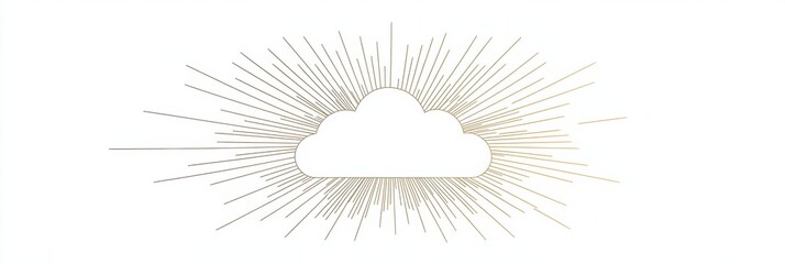 Poster - This cloud icon features radiant lines emanating from it, creating a serene atmosphere perfect for designs or illustrations. Generative AI