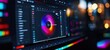 © aero - Color Grading Software Interface:  A vibrant digital workspace showcasing advanced color correction tools and a precise color wheel.