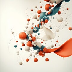 Poster - Captivating Molecular Dance A Vibrant Cubist Visualization of Complex Microscopic Systems in Elegant Motion and Energy  A Digital Depicting the Dynamic Interplay of Molecular Structures and Particles