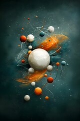 Poster - Captivating Molecular Dance Ethereal orb of concentrated elemental force shimmering in a vibrant digital mesmerizing visual representation of the dynamic interplay of atoms and energy within a