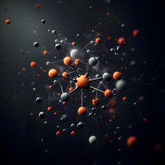 Poster - Breathtaking depiction of the inherent geometric splendor of a complex molecule captivating interplay of sleek metallic surfaces and crystalline elements elegant web of interconnected atoms and bonds