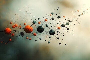 Poster - Molecular Symphony A captivating and harmonious impressionist visualization that reveals the graceful interconnected forms and dynamic structures underlying the fundamental elements of matter