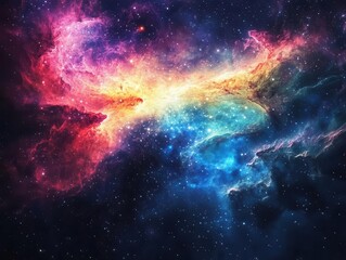 Wall Mural - nebula bursting with colors, swirling gases against a starlit backdrop; cosmic dance of light and sh