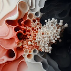 Poster - Mesmerizing Microscopic Realm A captivating journey into the hidden beauty of nature s building blocks revealing delicate molecular lattices alien like microbiomes