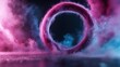 ©  Shomixer - A mesmerizing circular formation of glowing pink smoke creates a sense of magic and wonder, evoking a feeling of mystery and the ethereal beauty of illusions.