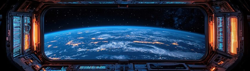 Poster - Illuminating earth global internet infrastructure space digital connectivity astronaut's view global impact