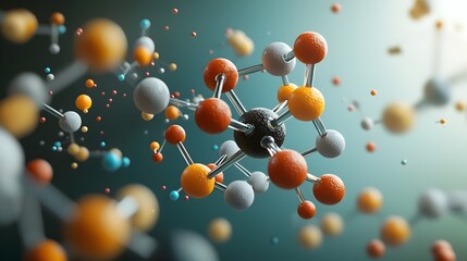 Poster - radiant molecular dance a captivating interpretation of quantum dynamics showcasing the intricate in