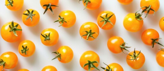 Wall Mural - Yellow Tomatoes On White Background