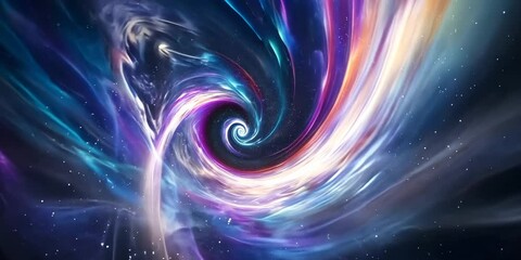 Wall Mural - time dilation journey through a black hole's event horizon, where space and time distort into a mesm
