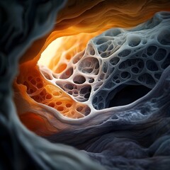 Poster - Microscopic Revelations A Mesmerizing Journey into the Hidden Beauty of Nature s Building Blocks Revealing Delicate Molecular Lattices Alien like Microbiomes and Vivid Hues in Dreamlike Clarity