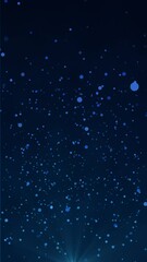 Poster - Blue bokeh particles floating in the air on a dark background, vertical composition. Light rays on the bottom. Standard speed. Loop animation footage for graphic design.