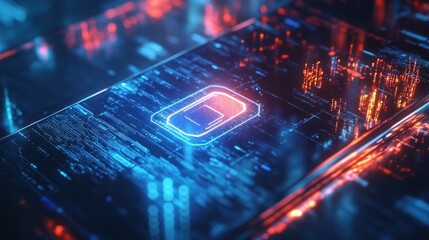 Poster - A futuristic digital circuit board with glowing elements, symbolizing technology and innovation.