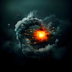 Poster - Dramatic Depicting the Intense Process of Hydrogen Fusion Occurring in the Core of a Star