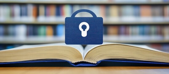 Poster - An open book with a lock symbol, symbolizing knowledge protection and security.