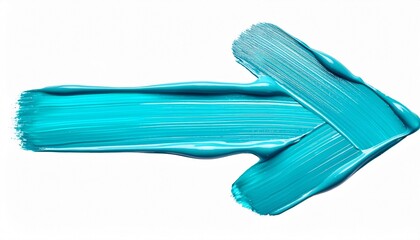 Fototapete - Dynamic visual element, turquoise paint brush stroke arrow pointing right on a white backdrop