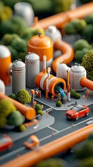 Poster - futuristic 3d rendered cityscape depicting a hydrogen based transportation system featuring hydrogen