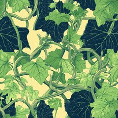 Nature-inspired green patterns with vine motifs for decorative design - seamless pattern texture png