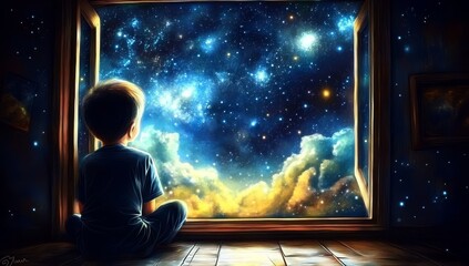 Wall Mural - Midnight skies open to a world of imagination and dreams.