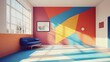 © MheeP - A vibrant room showcasing pastel tones of blue, orange, and yellow.