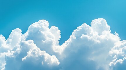 Fototapete - Cumulus clouds float peacefully in the clear blue sky, reflecting the warmth of the sun on a beautiful afternoon. Generative AI