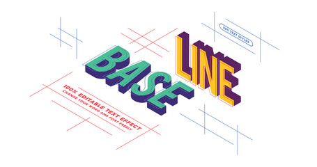 Leinwandbilder - Baseline: 3D isometric font styles. Pop colorful extrude. Editable text effect