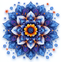 Leinwandbilder - Mandala fractal design element with flower pattern isolated on white background