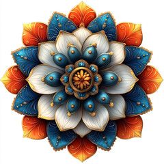 Leinwandbilder - Mandala fractal design element with flower pattern isolated on white background