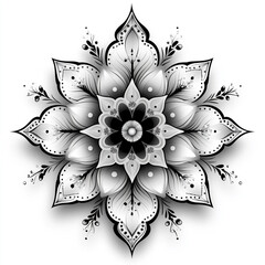 Leinwandbilder - Mandala fractal design element with flower pattern isolated on white background