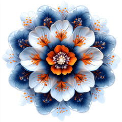 Leinwandbilder - Mandala fractal design element with flower pattern isolated on white background