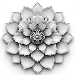 Leinwandbilder - Mandala fractal design element with flower pattern isolated on white background