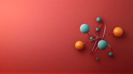 Poster - A minimalist and abstract 3D rendered depiction of a hydrogen atom featuring a single proton in the nucleus orbited by a single electron in an orbital pattern